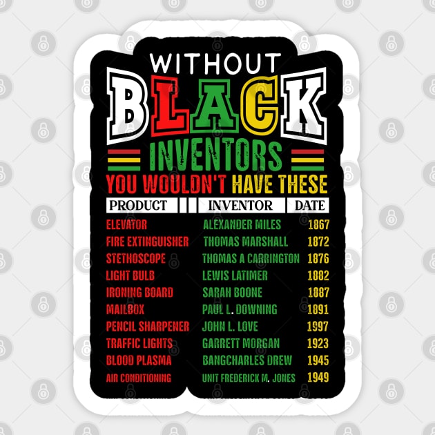 Without Black Inventors You Wouldn't Have These Sticker by UrbanLifeApparel